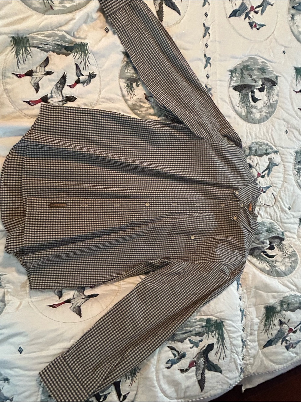 Timberland Brown and White Gingham Button-Up Shirt